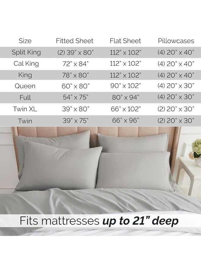 Southshore Fine Linens 6 Piece - Extra Deep Pocket Sheet Set - STEEL GRAY - King  - Image 3