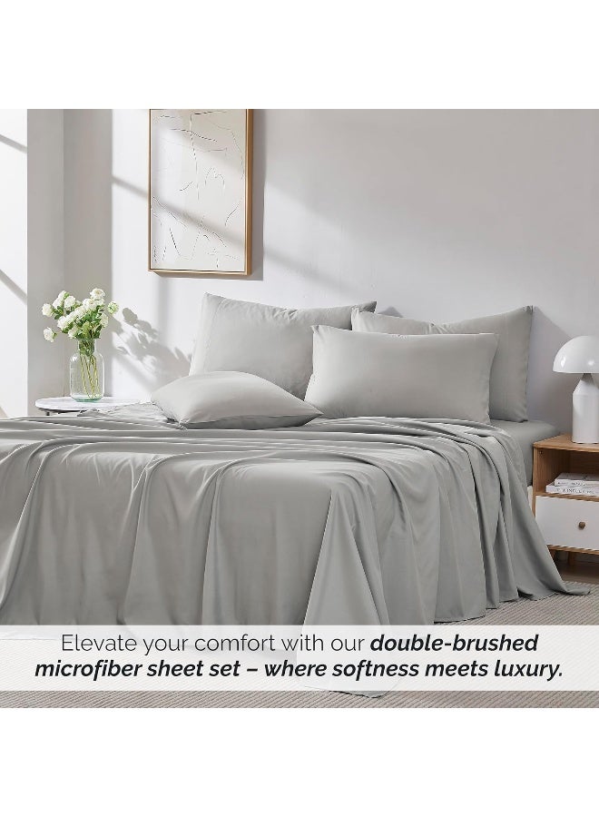 Southshore Fine Linens 6 Piece - Extra Deep Pocket Sheet Set - STEEL GRAY - King  - Image 5