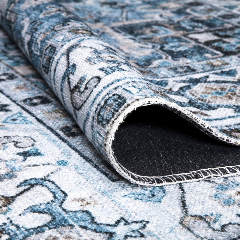 Bloom Rugs Caria قابلة للانزلاق 5x7 سجادة - سجادة المنطقة التقليدية الأزرق الغرفة لغرفة المعيشة غرفة الطعام والمطبخ - الحجم الدقيق: 5 "× 7" - Image 3