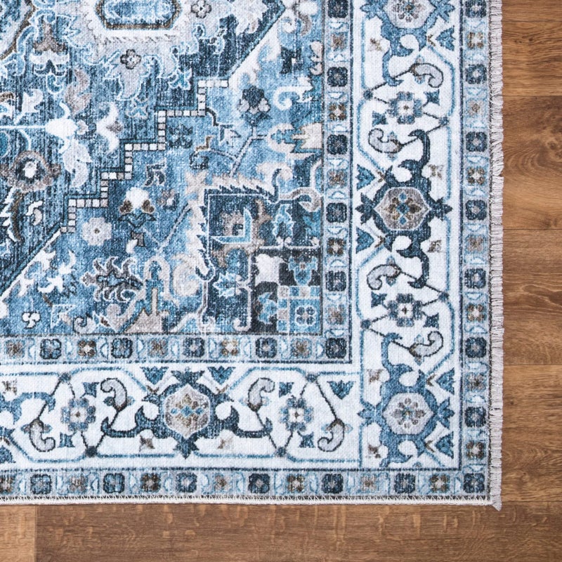Bloom Rugs Caria قابلة للانزلاق 5x7 سجادة - سجادة المنطقة التقليدية الأزرق الغرفة لغرفة المعيشة غرفة الطعام والمطبخ - الحجم الدقيق: 5 "× 7" - Image 5