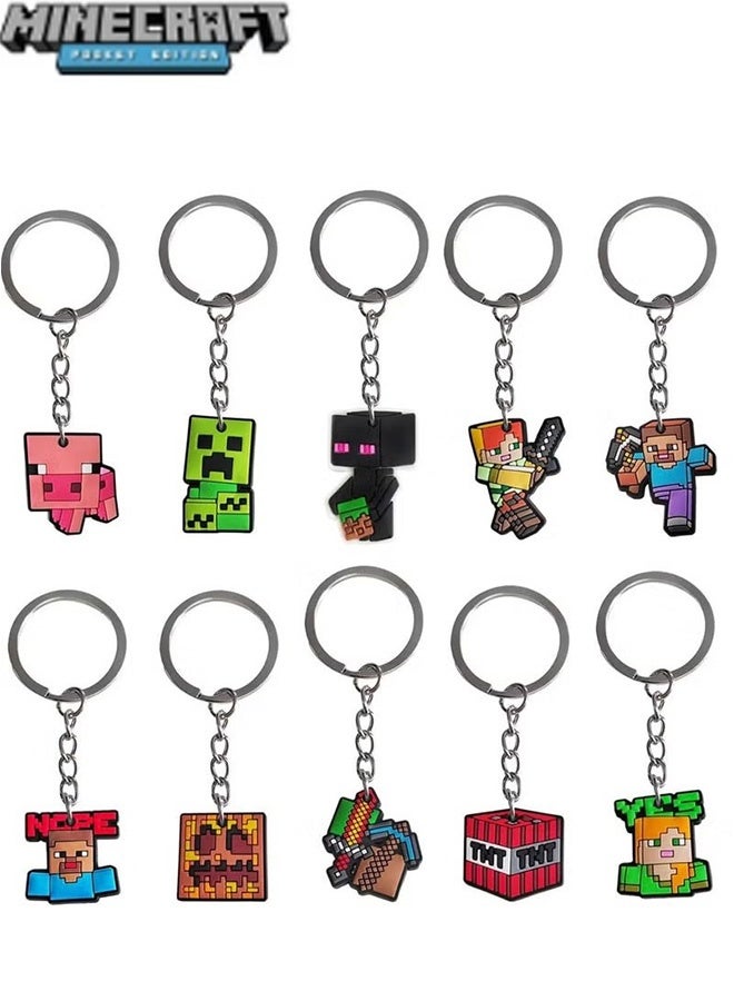 GMORO 10Pack of Minecraft Keychains Birthday Gift Light WeightKey Tags Portable Key Rings For Bag Backpack Boys Girls Kids - Image 1