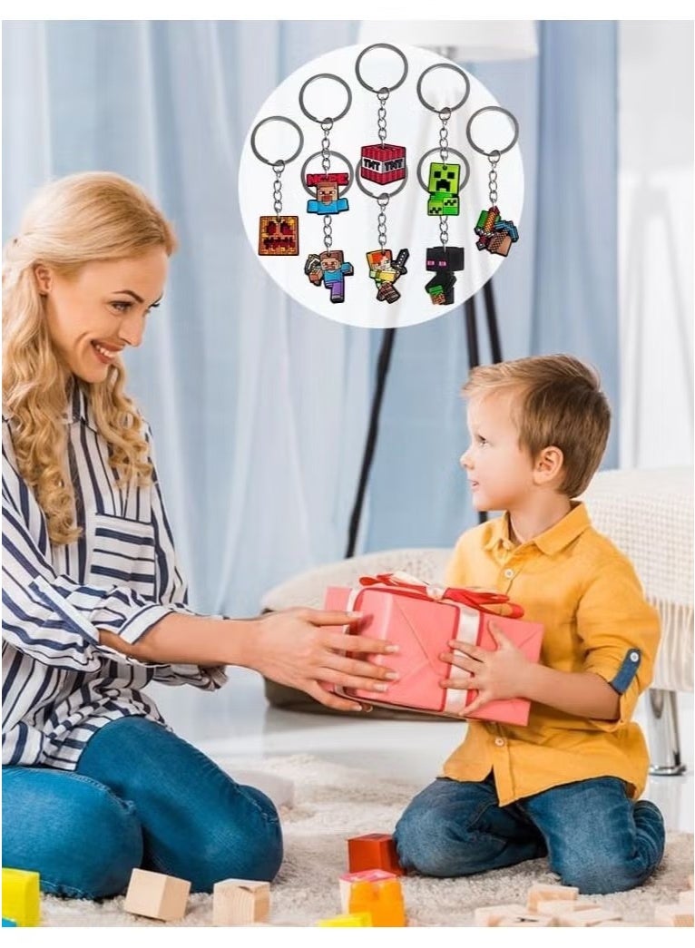 GMORO 10Pack of Minecraft Keychains Birthday Gift Light WeightKey Tags Portable Key Rings For Bag Backpack Boys Girls Kids - Image 4