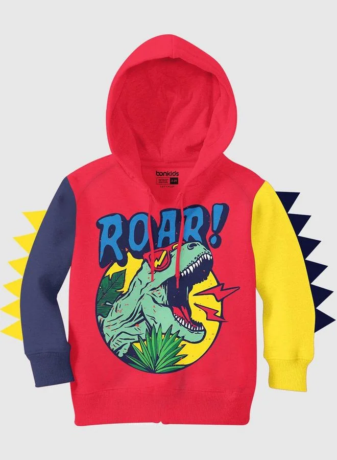 بونكيدز Regular Printed Light And Red Cotton Hoodie For Boys Hooded Pull On 100 % Cotton