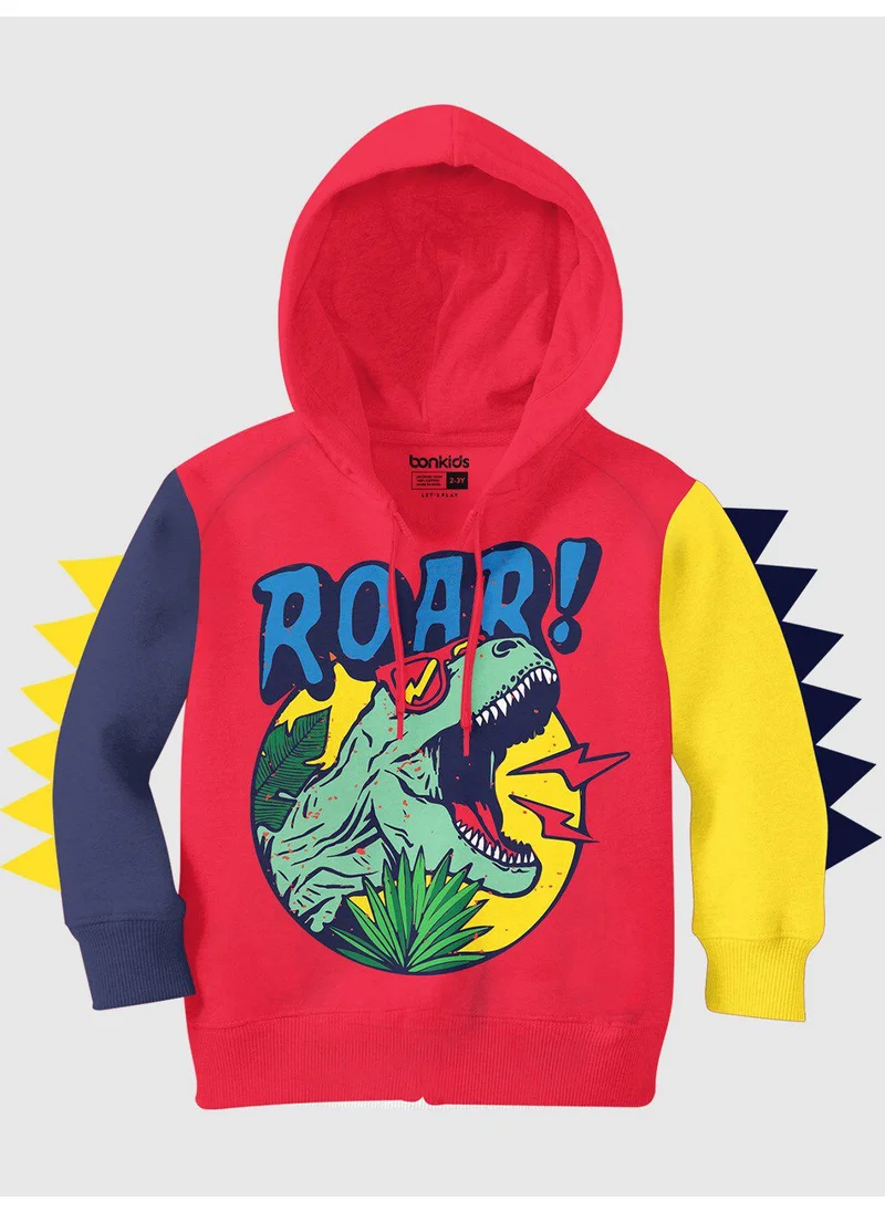 بونكيدز Regular Printed Light And Red Cotton Hoodie For Boys Hooded Pull On 100 % Cotton