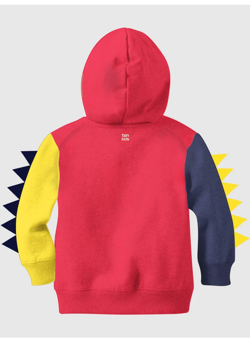 بونكيدز Regular Printed Light And Red Cotton Hoodie For Boys Hooded Pull On 100 % Cotton