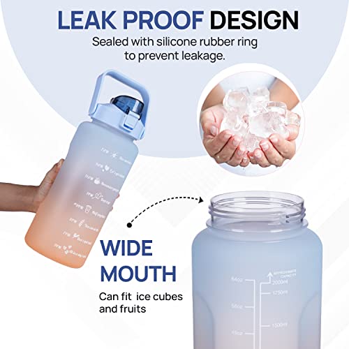 SKYTONE® Water Bottle For Office, Gym, Travel, Sports Leakproof 2 Liter Bottle With BPA-Free Plastic Included Silicone Pipe (Purple) (Blue) - Image 4
