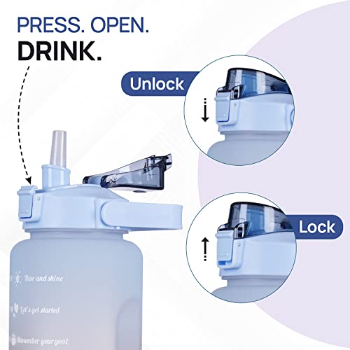 SKYTONE® Water Bottle For Office, Gym, Travel, Sports Leakproof 2 Liter Bottle With BPA-Free Plastic Included Silicone Pipe (Purple) (Blue) - Image 3