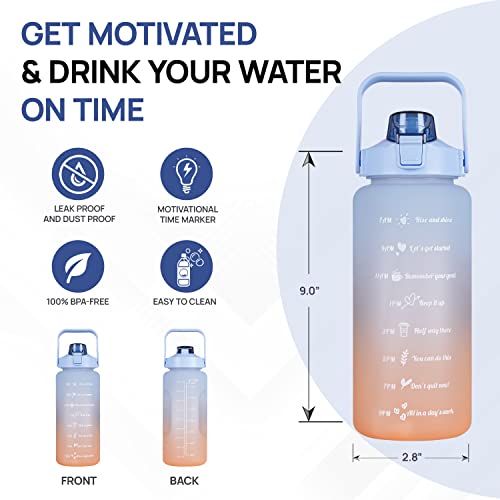 SKYTONE® Water Bottle For Office, Gym, Travel, Sports Leakproof 2 Liter Bottle With BPA-Free Plastic Included Silicone Pipe (Purple) (Blue) - Image 5