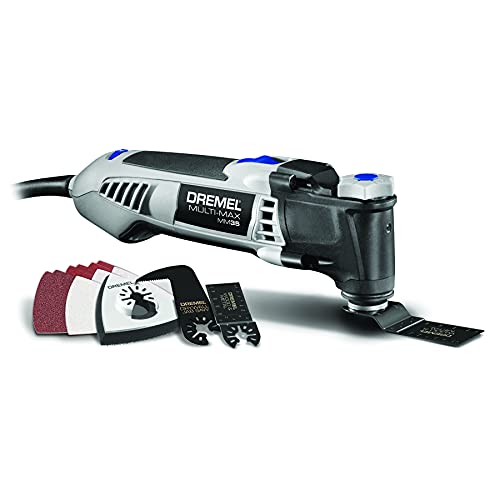 Dremel MultiMax 35 Amp Oscillating Tool Kit with ToolLESS Accessory Change Multitool with 12 Accessories Compact Head Angled Body Drywall Nails Remove Grout Sanding MM3501