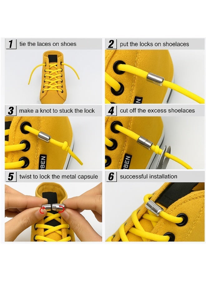 زوج واحد من أربطة الأحذية بدون أربطة و مرنه لون بني - Image 4