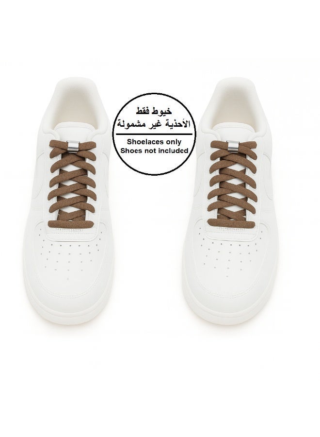 زوج واحد من أربطة الأحذية بدون أربطة و مرنه لون بني - Image 3