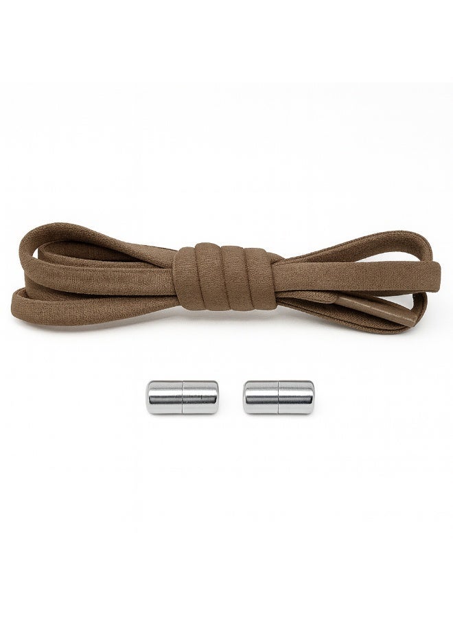 زوج واحد من أربطة الأحذية بدون أربطة و مرنه لون بني - Image 2