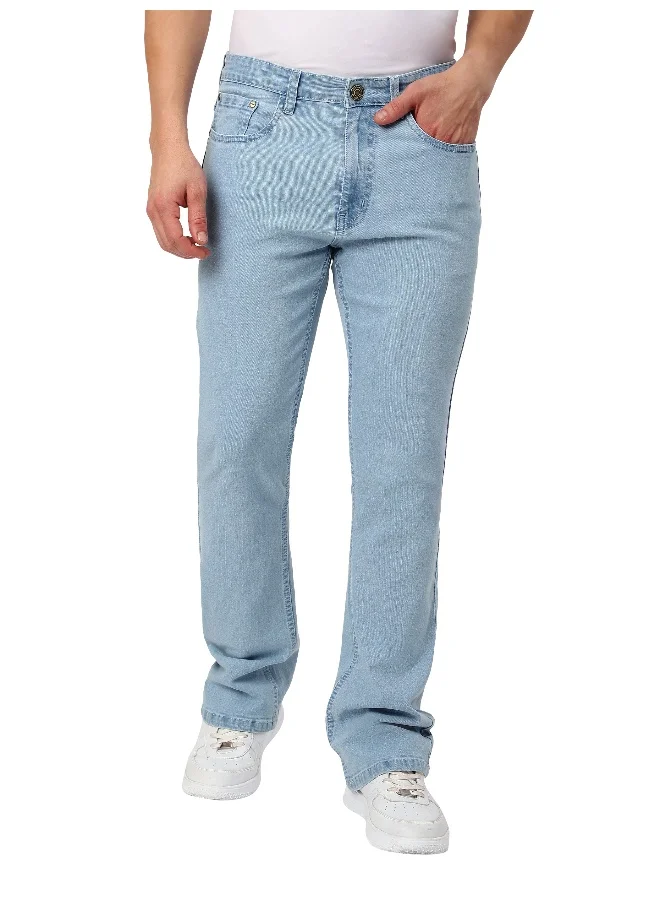 Beyoung Ice Blue Bootcut Jeans for men