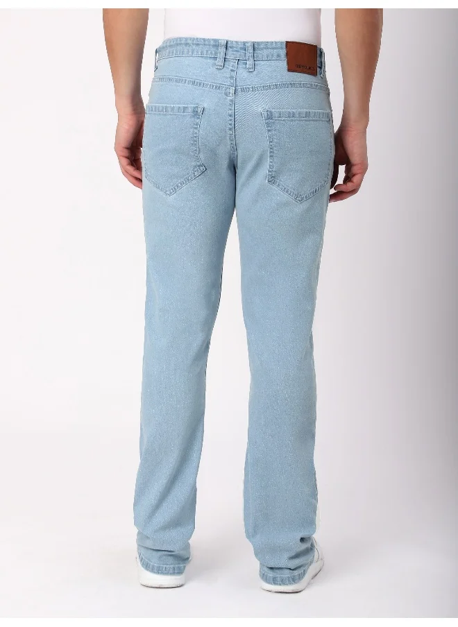 Beyoung Ice Blue Bootcut Jeans for men