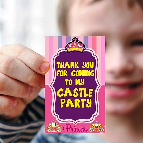 Balloonistics Princess Theme Thank You Cards for Kids Birthday – Pack of 20 Small Return Gift Tags – Premium Cardstock Royal Highness Note Cards for Princess Party Favors - Image 1