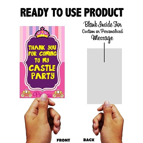 Balloonistics Princess Theme Thank You Cards for Kids Birthday – Pack of 20 Small Return Gift Tags – Premium Cardstock Royal Highness Note Cards for Princess Party Favors - Image 4