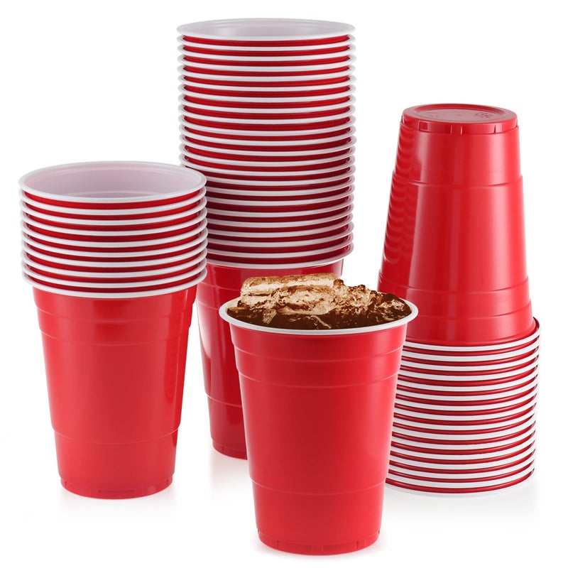 StarMar Red Plastic Cups 50 Pack 16 Oz Party Cup Disposable Cup Big Birthday party Cups