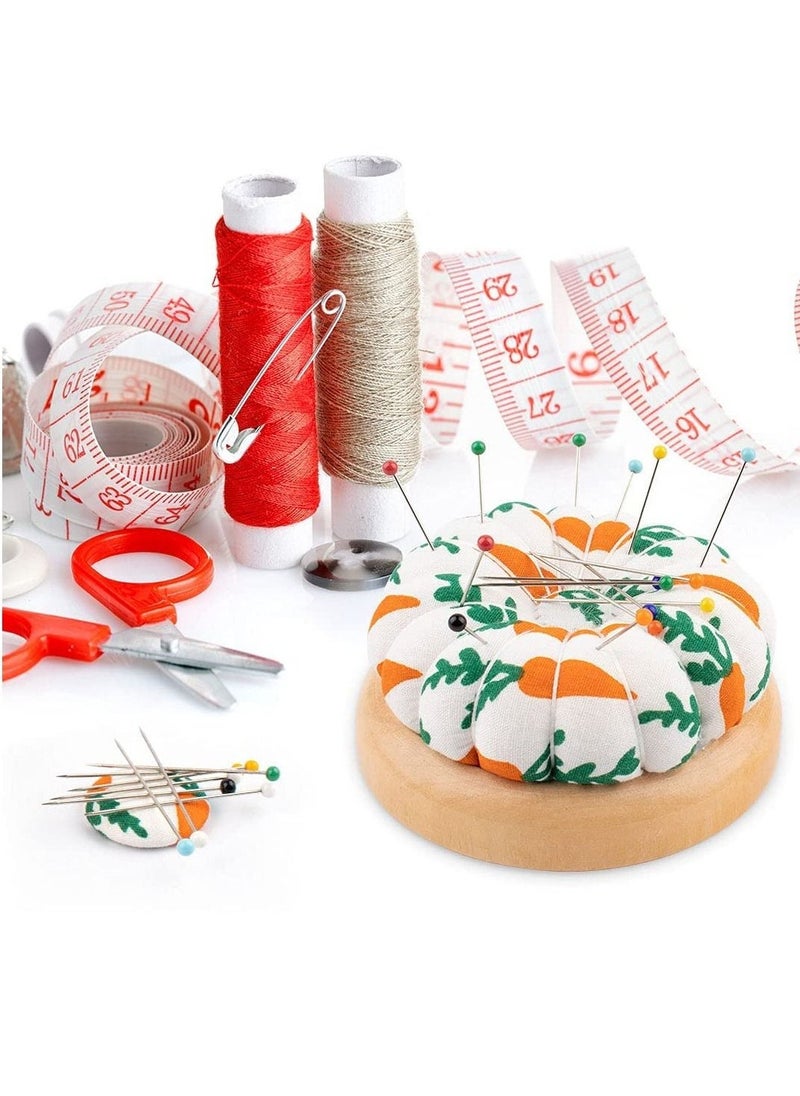 Generic - 2PCS Pin Cushion, Wooden Base Needle Pincushions Carrot Pattern Style Round Pin Cushion for Sewing Needle Holders or DIY Crafts - Image 1