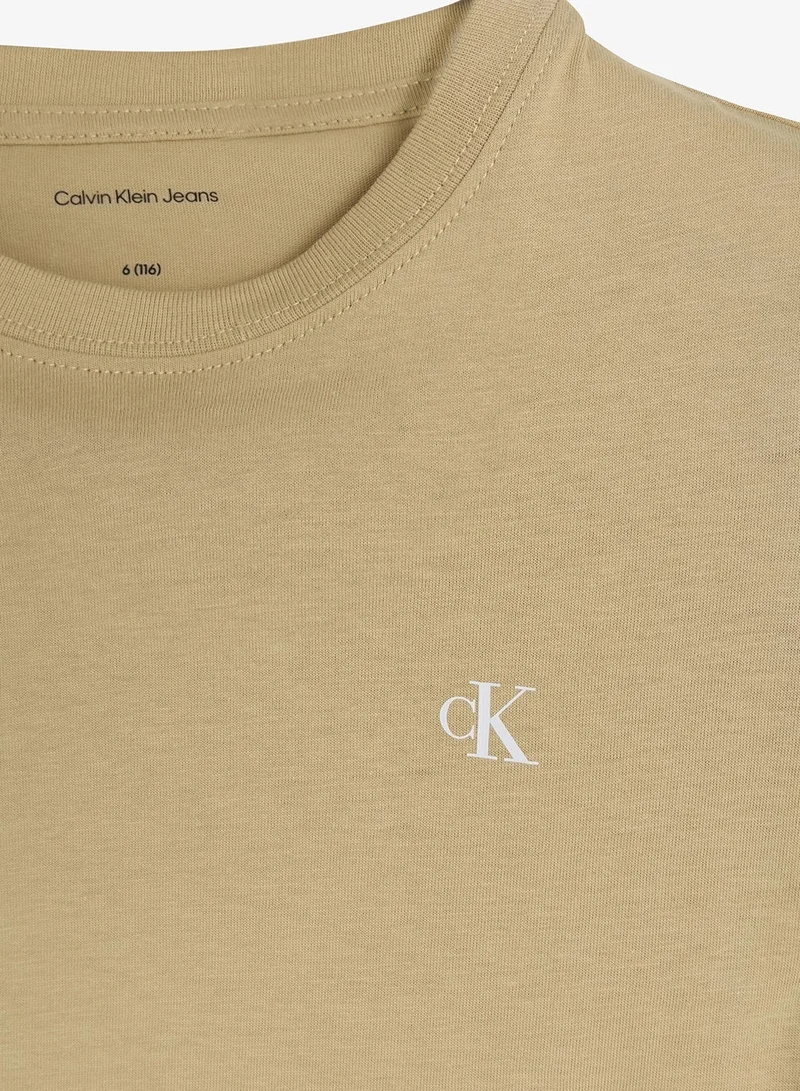 Calvin Klein Jeans Sandy Beige / Whitecap Grey 2 Pack Of Youth Logo T-Shirt for Men | Best Price UAE