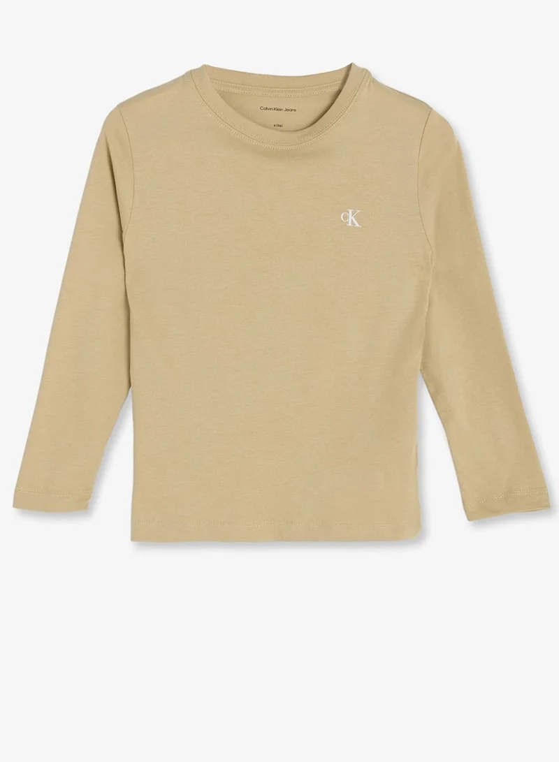 Calvin Klein Jeans Sandy Beige / Whitecap Grey 2 Pack Of Youth Logo T-Shirt for Men | Best Price UAE
