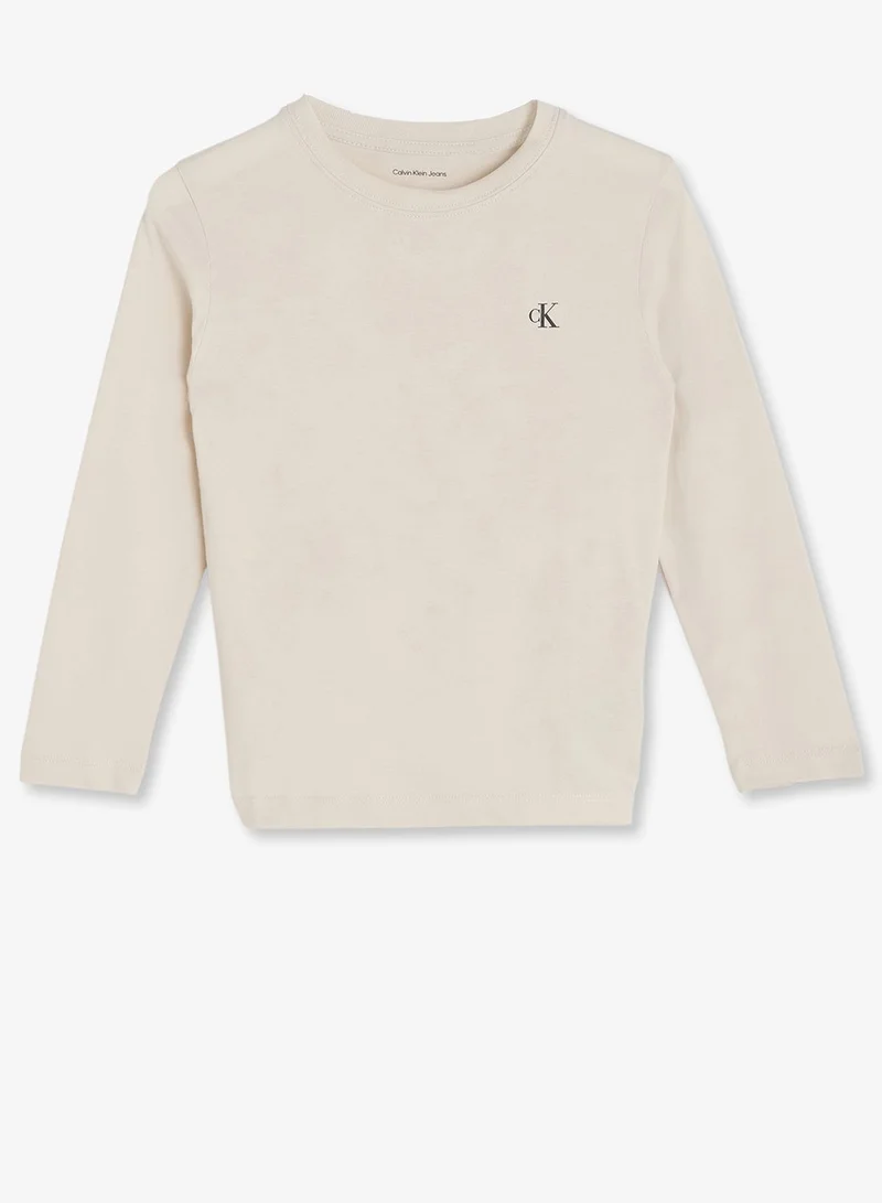 Calvin Klein Jeans Sandy Beige / Whitecap Grey 2 Pack Of Youth Logo T-Shirt for Men | Best Price UAE