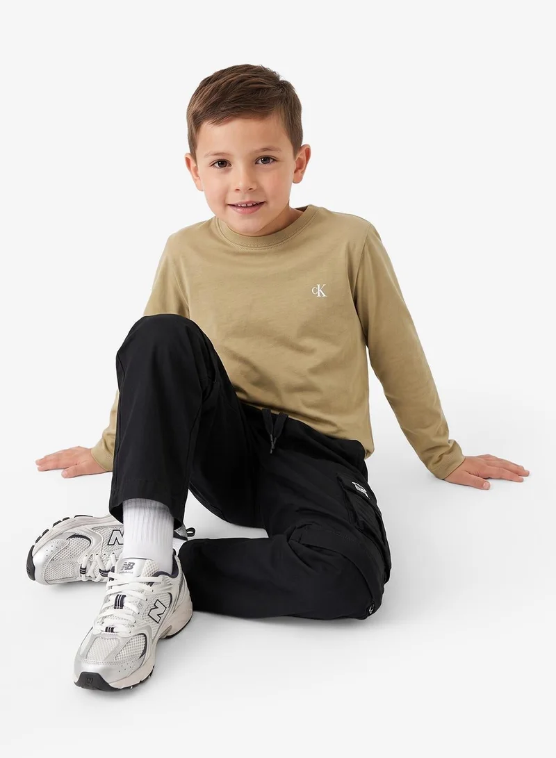 Calvin Klein Jeans Sandy Beige / Whitecap Grey 2 Pack Of Youth Logo T-Shirt for Men | Best Price UAE