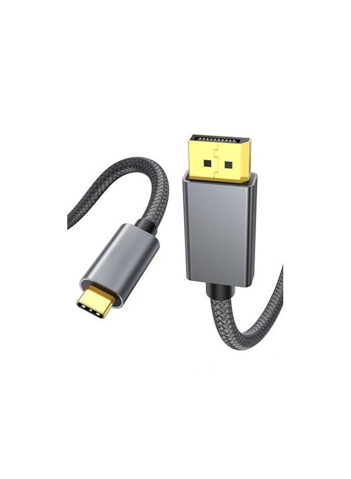 كابل USB-C إلى DisplayPort 1.4 – يدعم 8K بمعدل 60 هرتز و4K حتى 144 هرتز – سرعة 32.4 جيجابت/ثانية – بطول 1 متر – متوافق مع أجهزة ثاندربولت