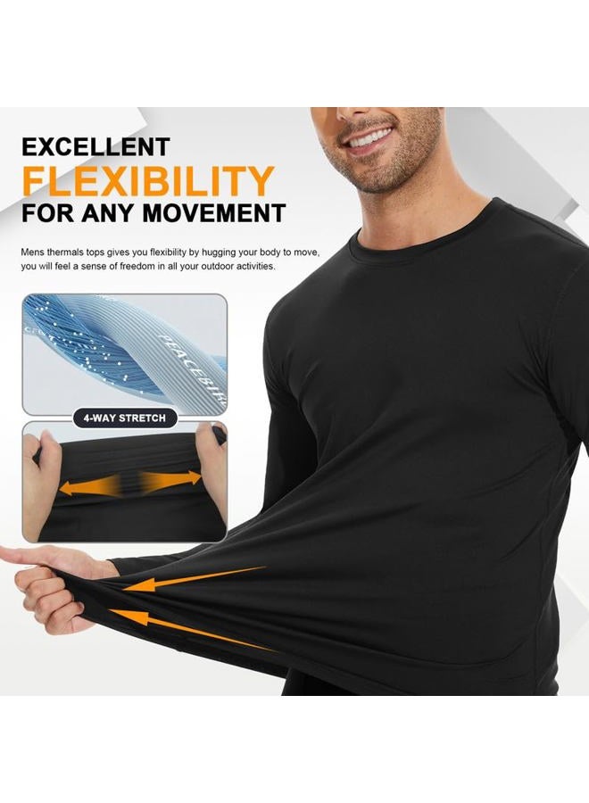 SIMIYA Mens Thermals Long Sleeve Undershirt Warm Lightweight Shirts Fleece Lined Tops Base Layer Men Cold Weather 2 Pack BK L, 2 Pack Black, L - Image 5