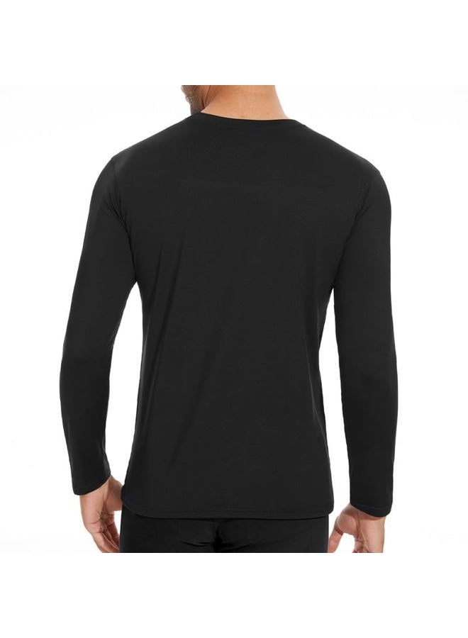 SIMIYA Mens Thermals Long Sleeve Undershirt Warm Lightweight Shirts Fleece Lined Tops Base Layer Men Cold Weather 2 Pack BK L, 2 Pack Black, L - Image 2
