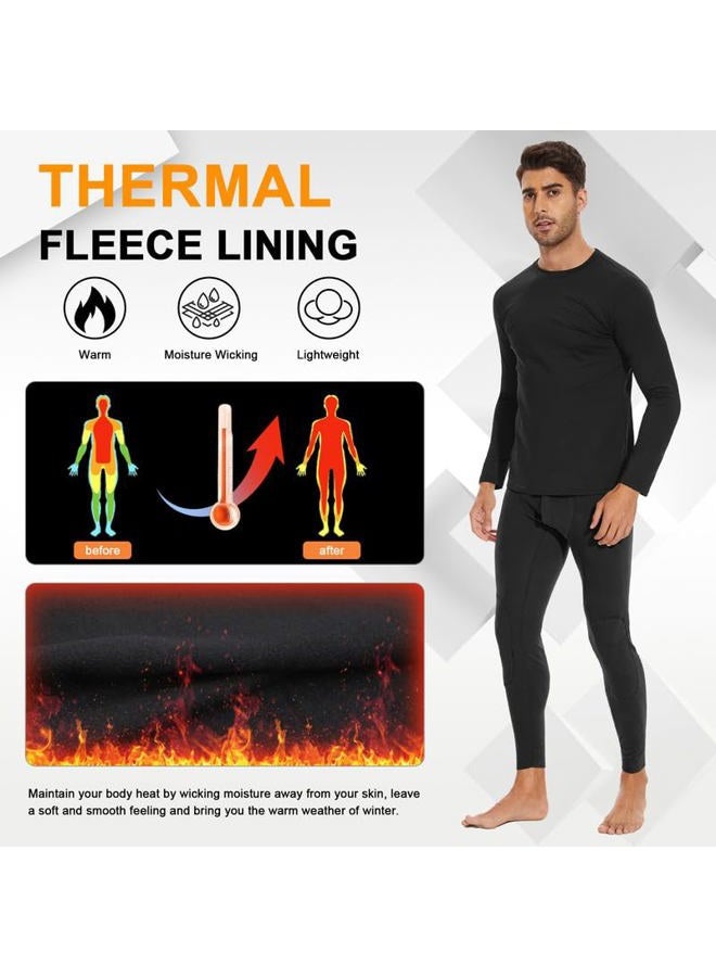 SIMIYA Mens Thermals Long Sleeve Undershirt Warm Lightweight Shirts Fleece Lined Tops Base Layer Men Cold Weather 2 Pack BK L, 2 Pack Black, L - Image 3