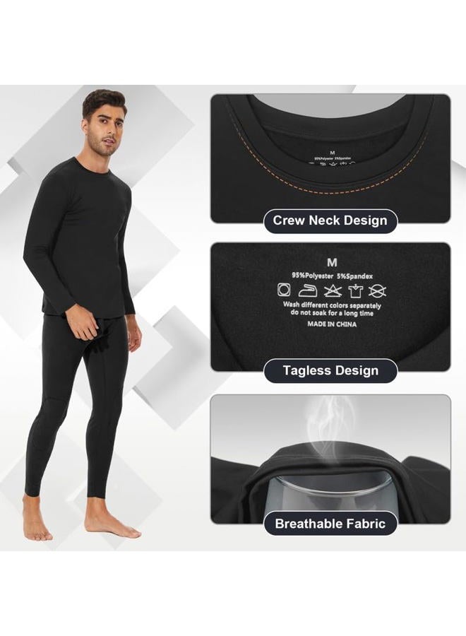 SIMIYA Mens Thermals Long Sleeve Undershirt Warm Lightweight Shirts Fleece Lined Tops Base Layer Men Cold Weather 2 Pack BK L, 2 Pack Black, L - Image 4