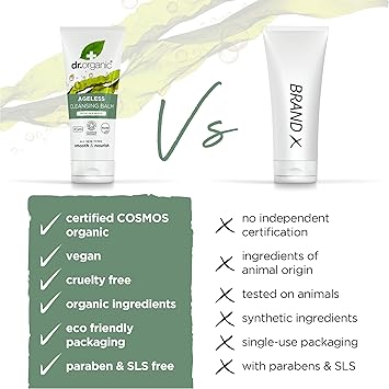 dr.organic Dr Organic Ageless Cleansing Balm with Organic Seaweed Moisturising Fine Lines Wrinkles Natural Vegan CrueltyFree Paraben SLSFree RecycledRecyclable Certified Organic 100ml - Image 3