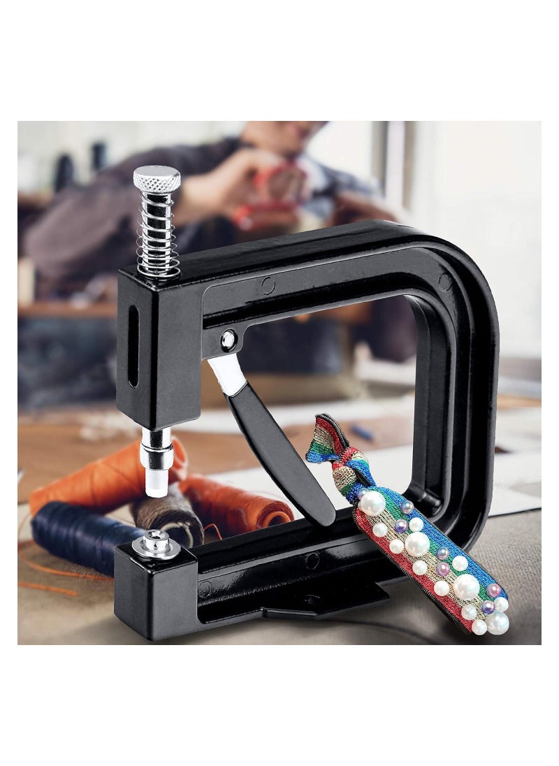 Pearl Setting Machine and Hand Press Pearl Setting Tools, 5 Sizes, Colorful No Holes Round Pearls Beads and Rivet Studs, Rivet Setting Machine, for Hats Clothes Skirts, Beads DIY Accessories (Black)  - Image 2