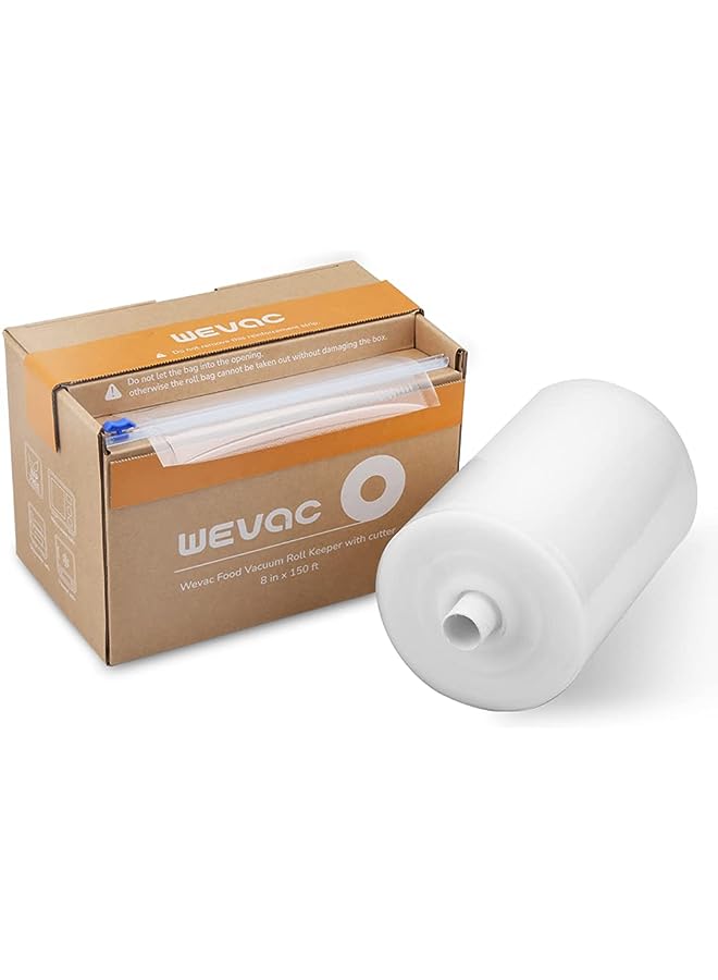 Raxoom 8” X 150’ Food Vacuum Seal Roll Keeper With Cutter, Ideal Vacuum Sealer Bags For Food Saver, Bpa Free, Commercial Grade, Great For Storage, Meal Prep And Sous Vide (8" X 150') - Image 1