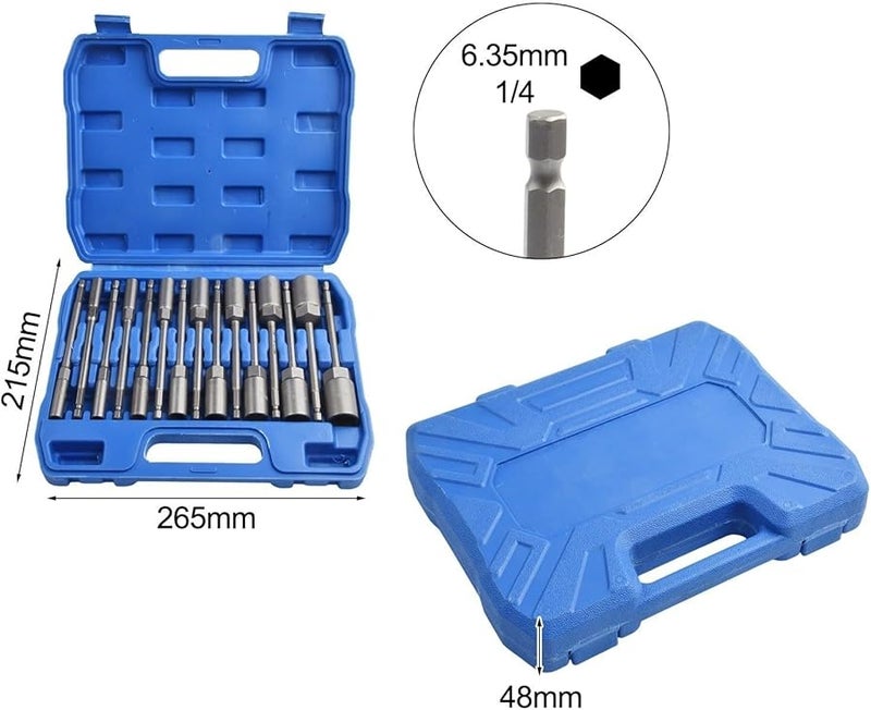 15 قطعة مجموعة مفتاح ربط سداسي عميق 150 مم من 5.5 مم إلى 19 مم مقياس متر لسائق تأثير مثقاب كهربائي - Image 3