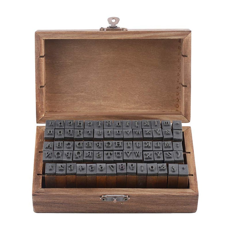 Letter Stamp 70 Pieces Wood Rubber Alphabet Letters Numbers Symbols Stamps Set Vintage Wooden Craft Stamps with Storage Box for Scrapbook Diary Card Making Crafting