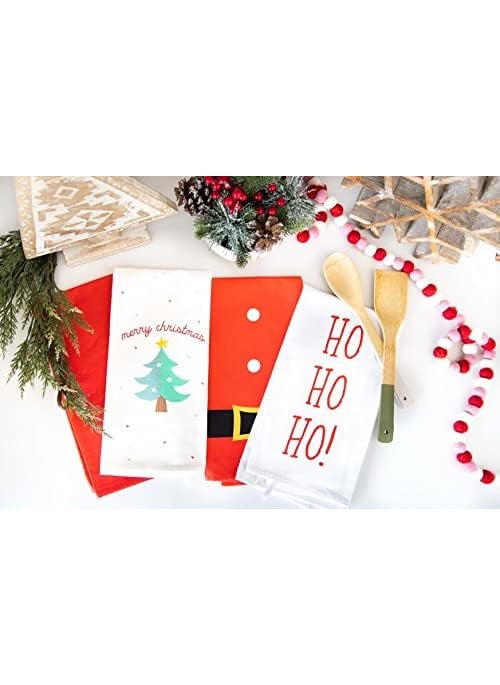 pearhead Pearhead Christmas Holiday Tea Towel Set Seasonal Kitchen Towel Set Hostess Gift Holiday Home Decor Christmas Tree Dish Towels  - Image 4