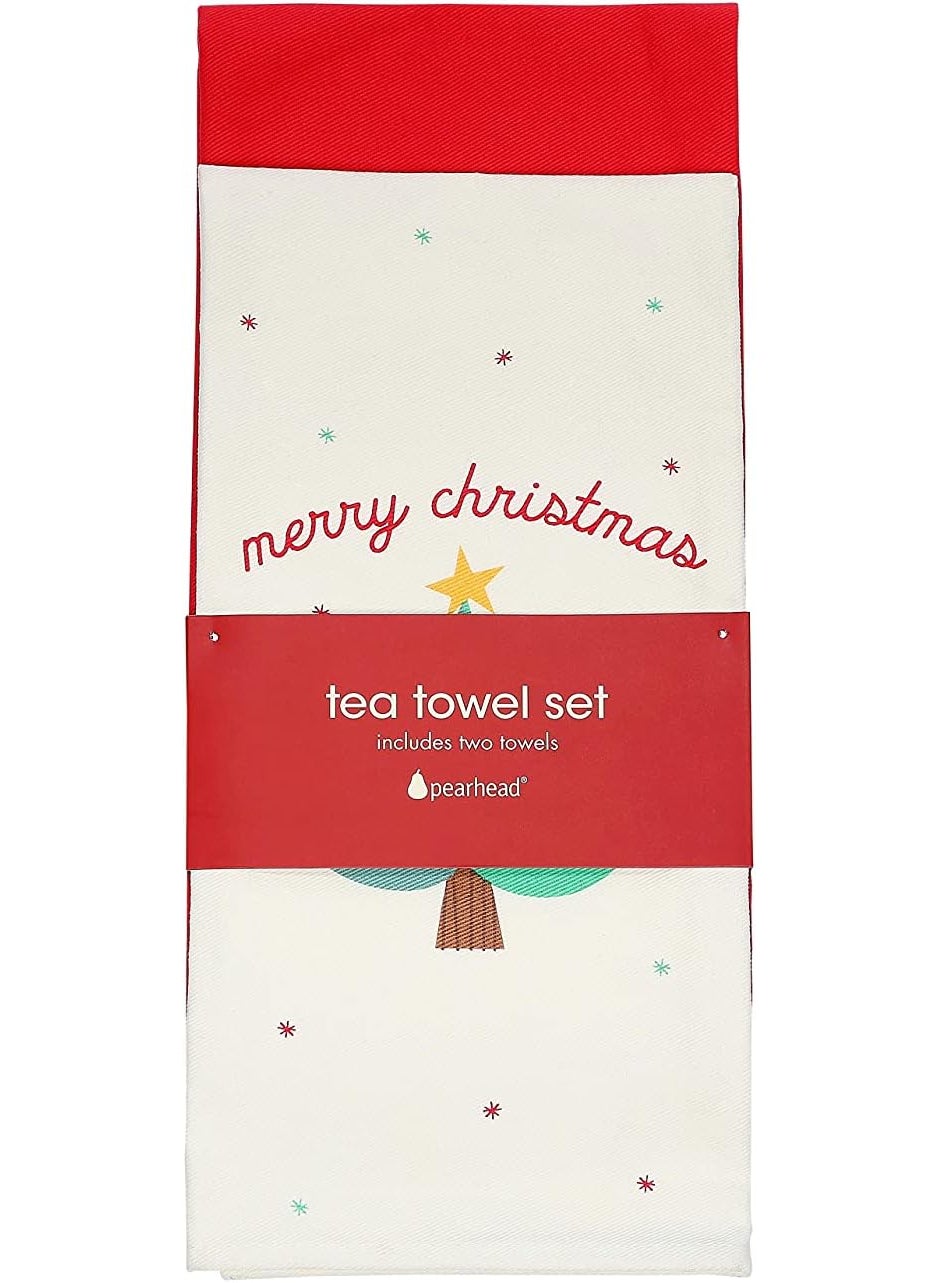 pearhead Pearhead Christmas Holiday Tea Towel Set Seasonal Kitchen Towel Set Hostess Gift Holiday Home Decor Christmas Tree Dish Towels  - Image 5