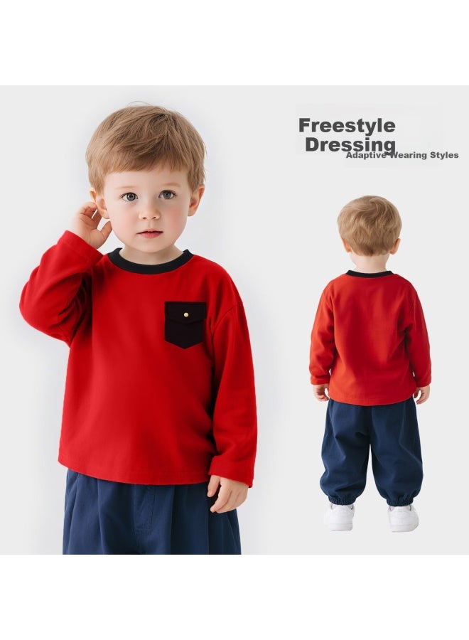 Marcolor Spring Pure Cotton Long Sleeve Crew Neck Baby Toddler T-shirt Uni Comfortable Top Royal Blue Size 80 - Image 2