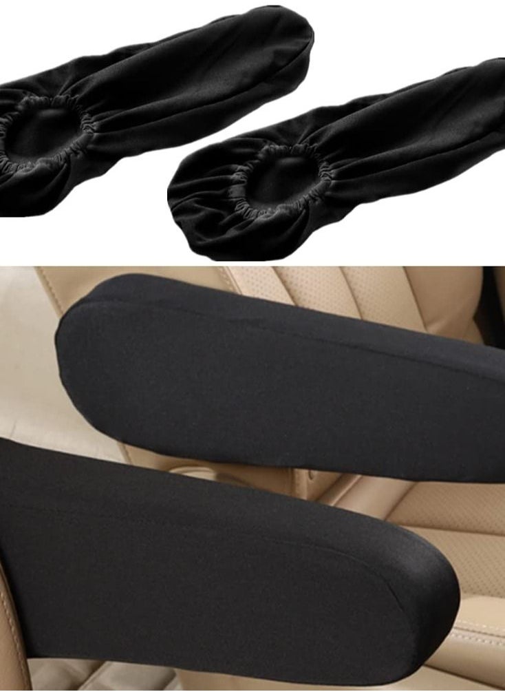 Generic Automotive Black Cloth Fabric Armrest Covers for Cars,Trucks, SUVs, and Vans (Black)  - Image 1