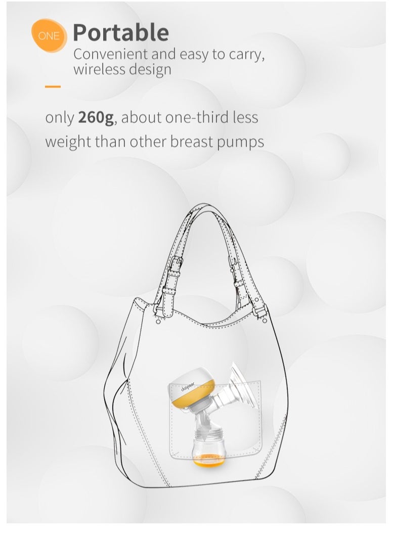 Doopser - All-In-One Wireless Electric Breast Pump, Compact, Portable, USB Rechargeable with Memory Function, 3 modes and 9 levels,150mL - Image 1