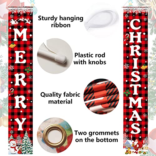 Labrostar Christmas Decorations Merry Christmas Banner Xmas Porch Door Sign Welcome Banner for Wall Home Party Decor Christmas Decorations Indoor Outdoor - Image 4