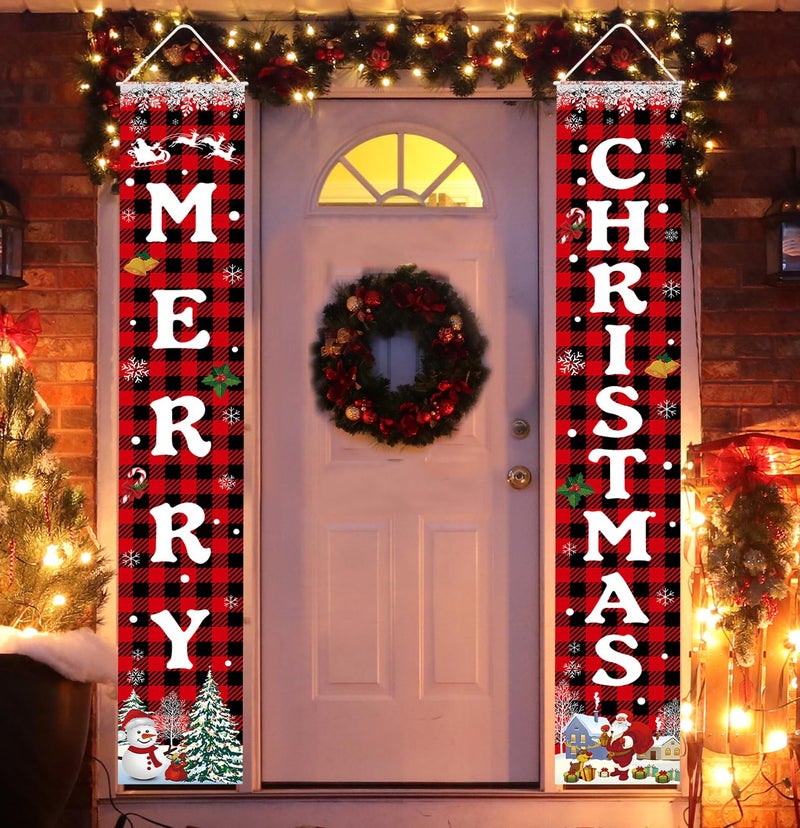 Labrostar Christmas Decorations Merry Christmas Banner Xmas Porch Door Sign Welcome Banner for Wall Home Party Decor Christmas Decorations Indoor Outdoor - Image 1