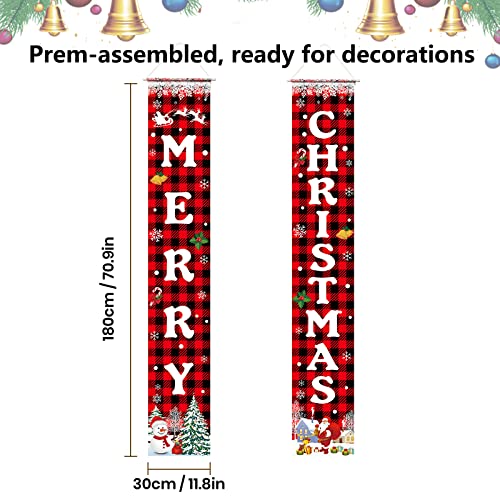 Labrostar Christmas Decorations Merry Christmas Banner Xmas Porch Door Sign Welcome Banner for Wall Home Party Decor Christmas Decorations Indoor Outdoor - Image 5