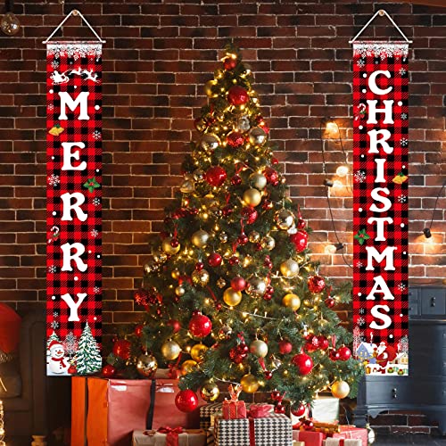 Labrostar Christmas Decorations Merry Christmas Banner Xmas Porch Door Sign Welcome Banner for Wall Home Party Decor Christmas Decorations Indoor Outdoor - Image 2