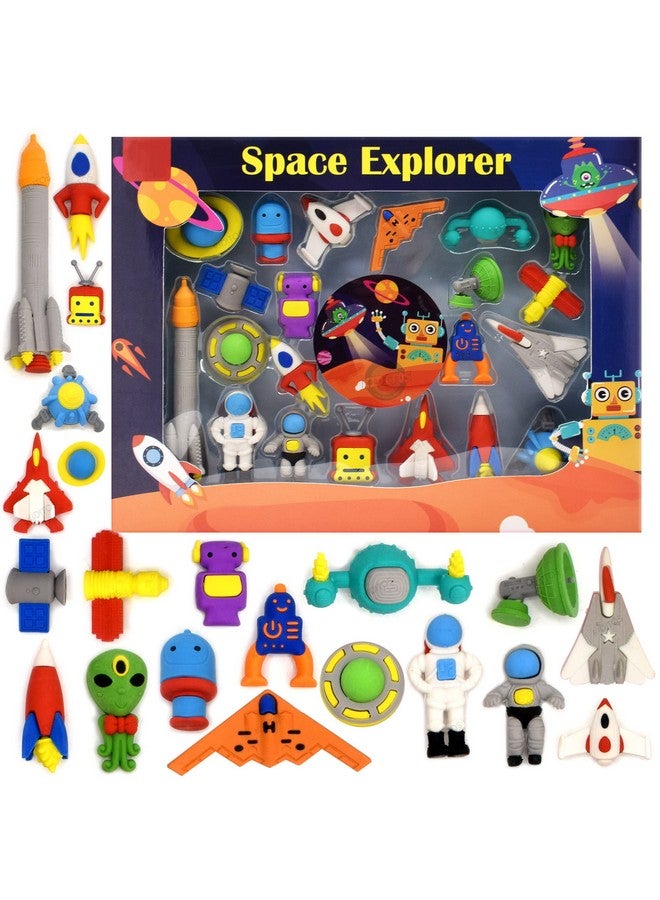 كيديتوس مجموعة ممحاة كيديتو من 21 لعبة مستكشف الفضاء للأطفال، مجموعة ممحاة أنيقة للأطفال، مجموعة أدوات مكتبية مدرسية، هدية عيد ميلاد، متعددة الألوان - Image 1