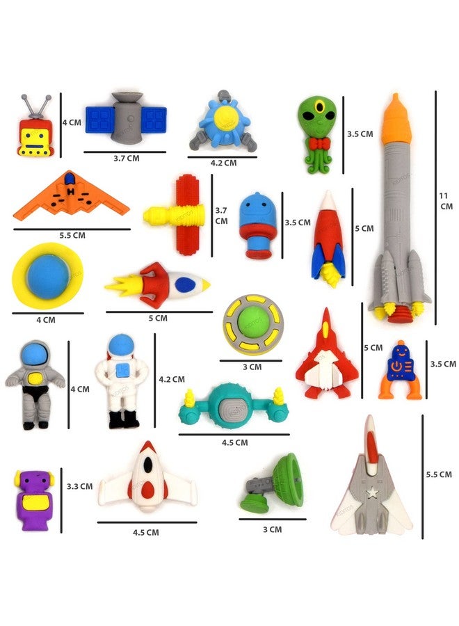 كيديتوس مجموعة ممحاة كيديتو من 21 لعبة مستكشف الفضاء للأطفال، مجموعة ممحاة أنيقة للأطفال، مجموعة أدوات مكتبية مدرسية، هدية عيد ميلاد، متعددة الألوان - Image 4