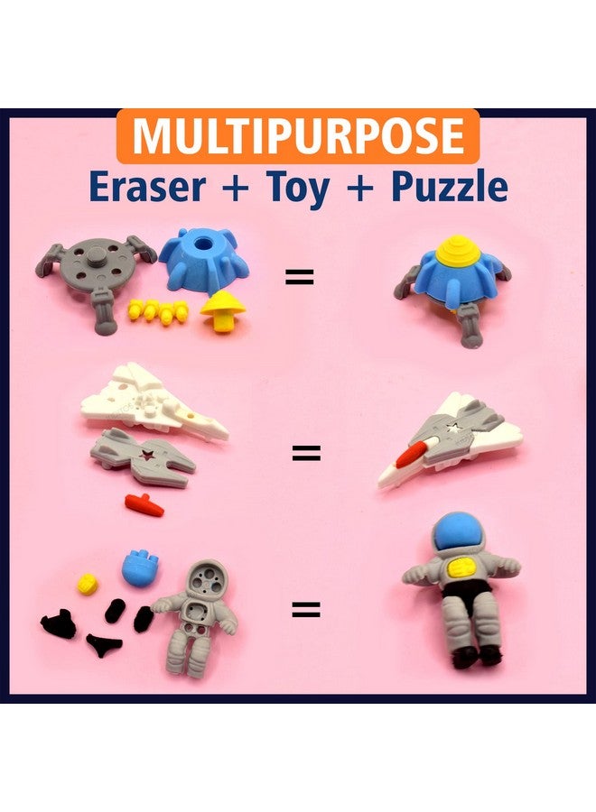 كيديتوس مجموعة ممحاة كيديتو من 21 لعبة مستكشف الفضاء للأطفال، مجموعة ممحاة أنيقة للأطفال، مجموعة أدوات مكتبية مدرسية، هدية عيد ميلاد، متعددة الألوان - Image 3