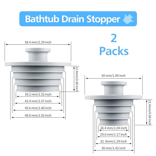 Aluvor Bathtub Stopper 2pcs Sink Stopper Tub Plug Bathroom Shower Drain Plug Silicone Bathtub Drain Plug Tub Drain Stopper Washbasin Stopper - Image 4