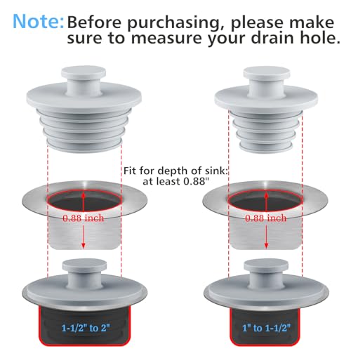 Aluvor Bathtub Stopper 2pcs Sink Stopper Tub Plug Bathroom Shower Drain Plug Silicone Bathtub Drain Plug Tub Drain Stopper Washbasin Stopper - Image 5
